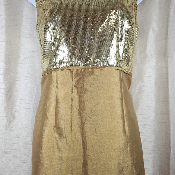 NWOT Talbots gold bronze sequined silk shift dress Womens 12 - Picture 9 of 9